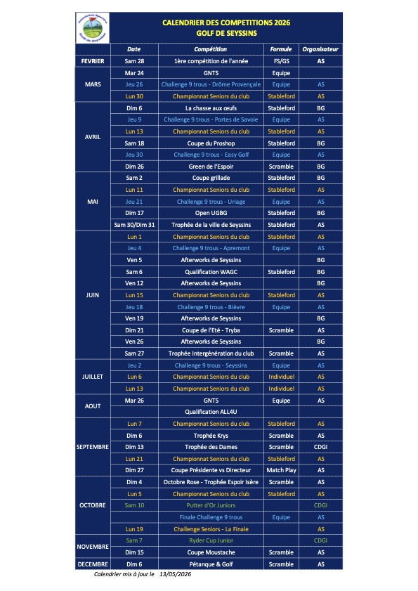 Calendrier Competition 2026 V6